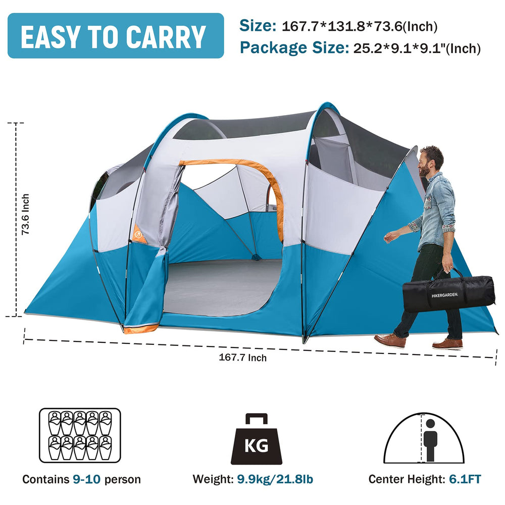 HG HIKERGARDEN interior reveals ample headroom for adults and sleeping setups