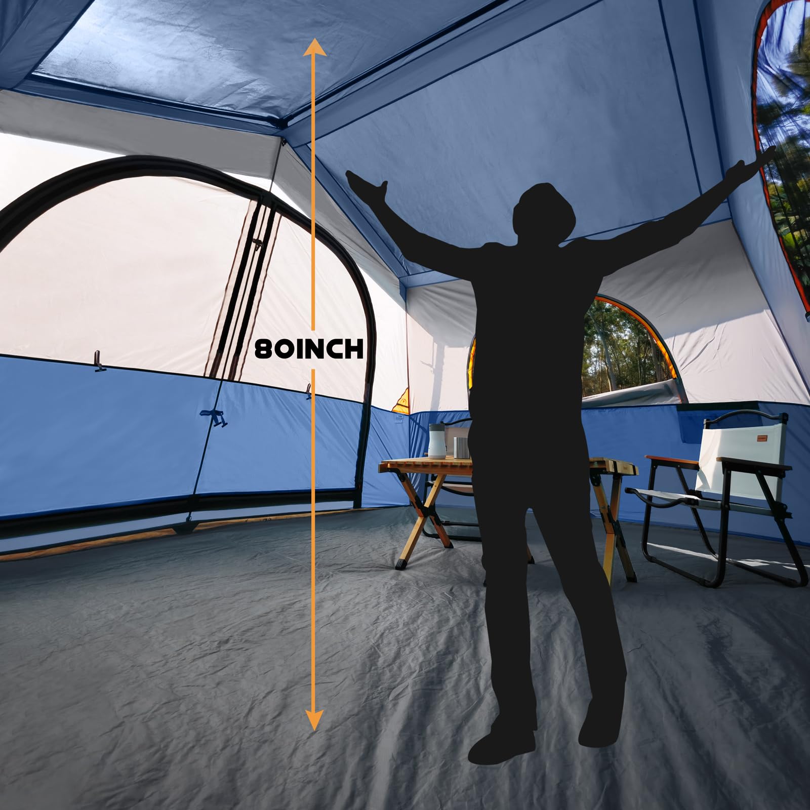 HG Hikergarden 8-person tent E-port connection enables convenient power setup