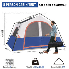 HG Hikergarden 8-person tent interior with standing height for comfortable camping