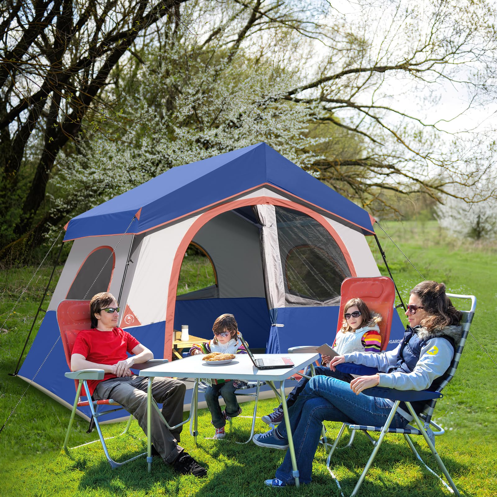 HG Hikergarden 8-person tent packed carry bag for easy transport on road trips