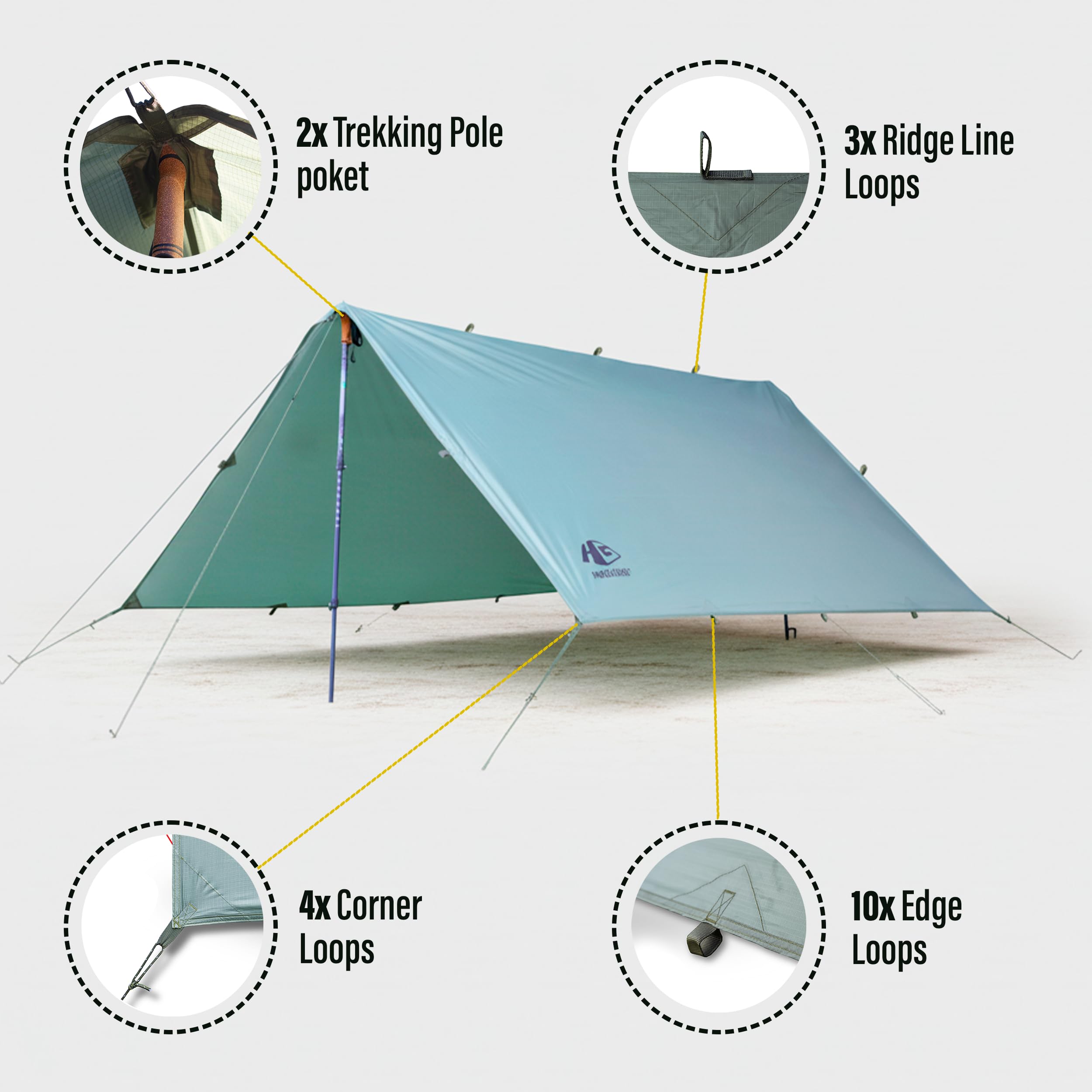 HIKERGEARS tarp provides all-weather coverage across seasons