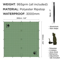 HIKERGEARS trekking-pole-pocket A-frame pitch enables fast shelter setup