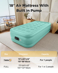 HikerSKY 18in queen turquoise-green flocking highlights soft comfort and stylish surface.