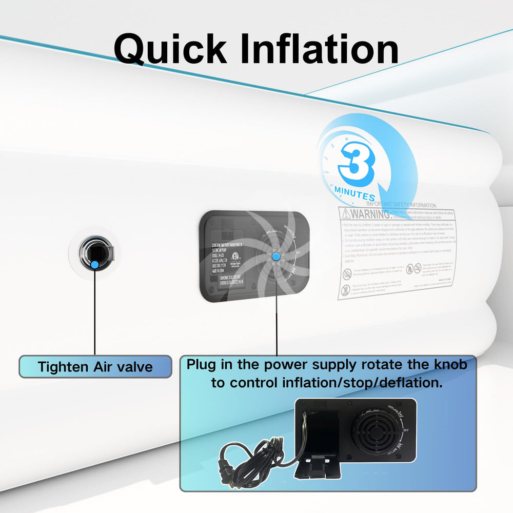 HikerSKY queen air mattress anti-skid bottom keeps bed stable on floors.