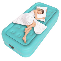 HikerSKY twin air mattress built-in pump setup enables quick guest-ready inflation.