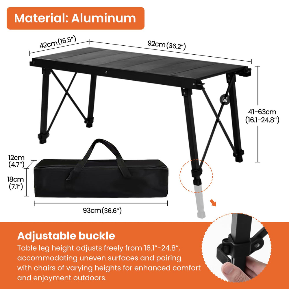HIKISM IGT camping table with height-adjustable legs for uneven terrain