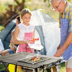 HIKISM IGT table with extended frames offering extra surface for bowls and tools.