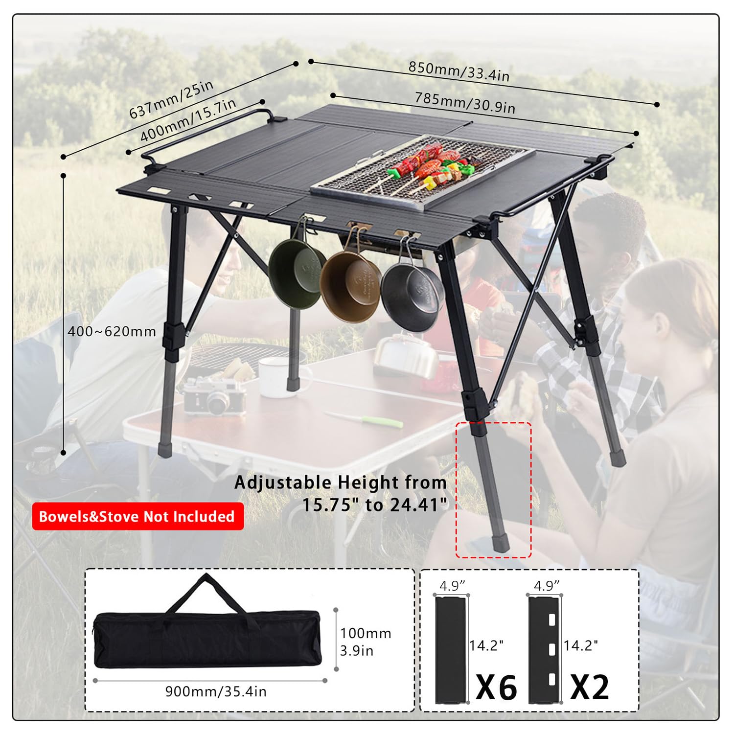 HIKISM IGT table with height-adjustable legs adapts to uneven ground.