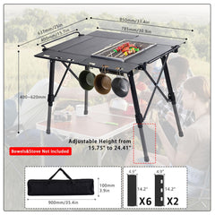 HIKISM IGT table with height-adjustable legs adapts to uneven ground.