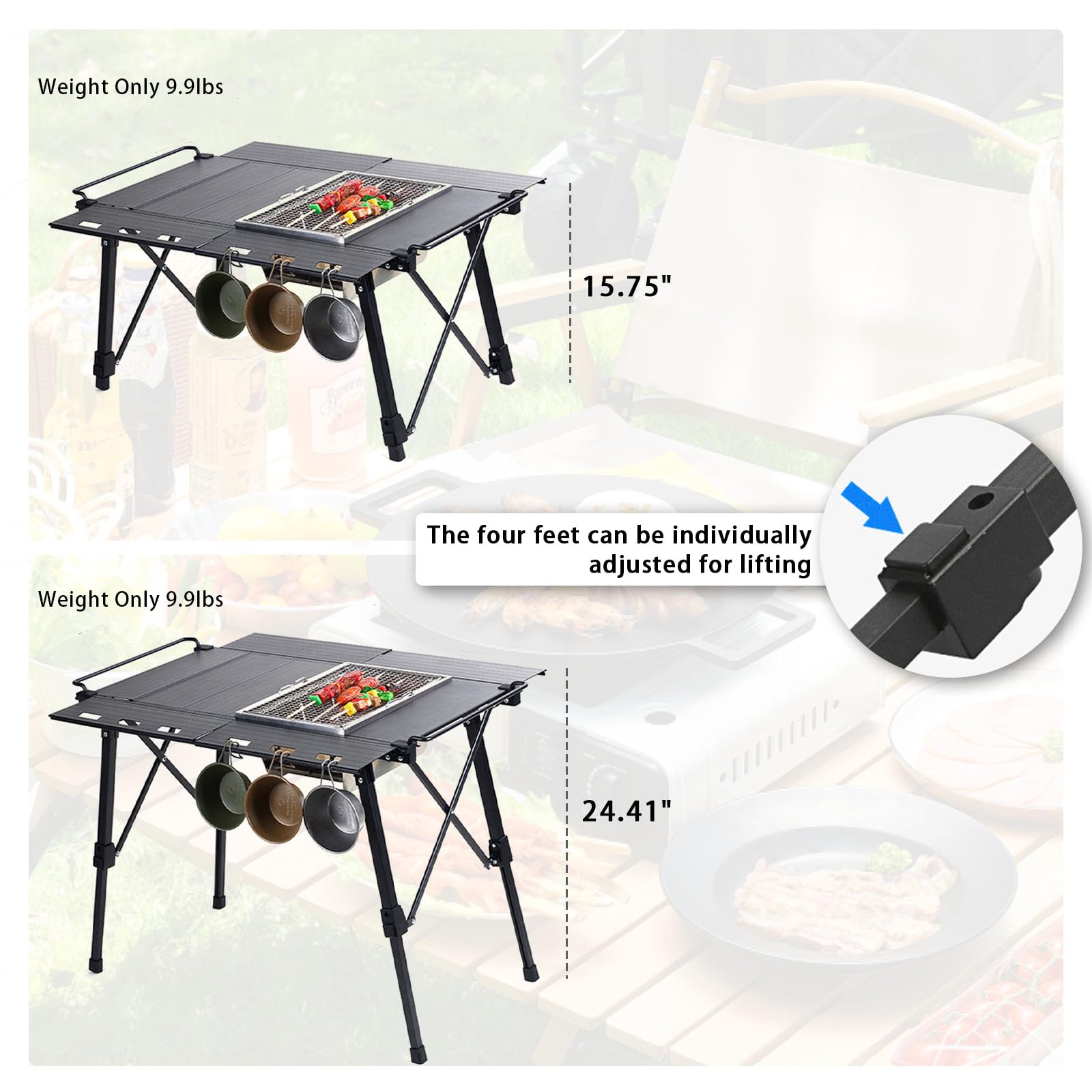 HIKISM IGT table features stable X-frame design for steady meals.
