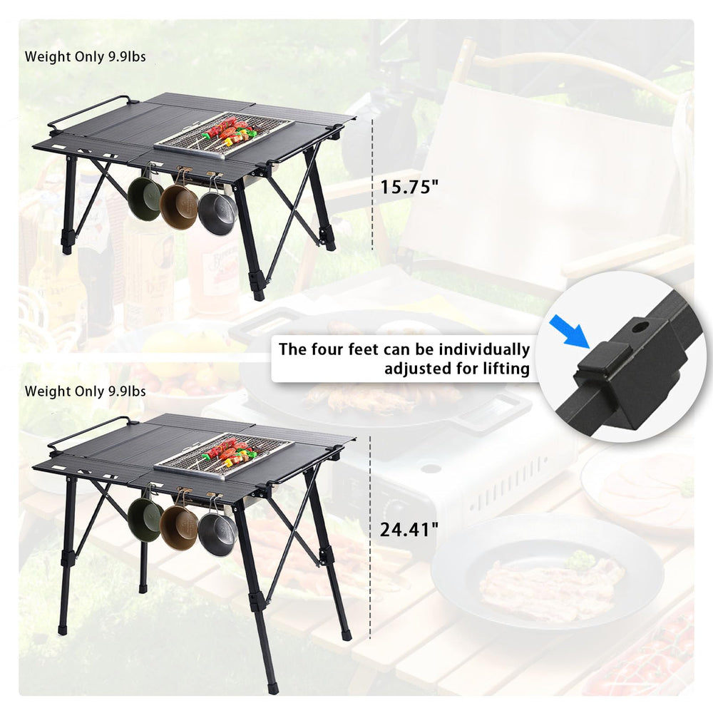 HIKISM IGT table features stable X-frame design for steady meals.