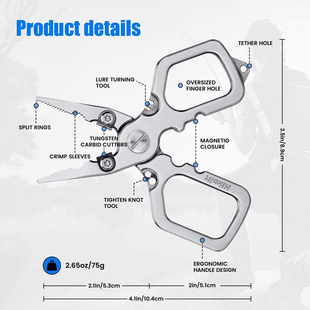 4-inch compact fishing pliers with split ring