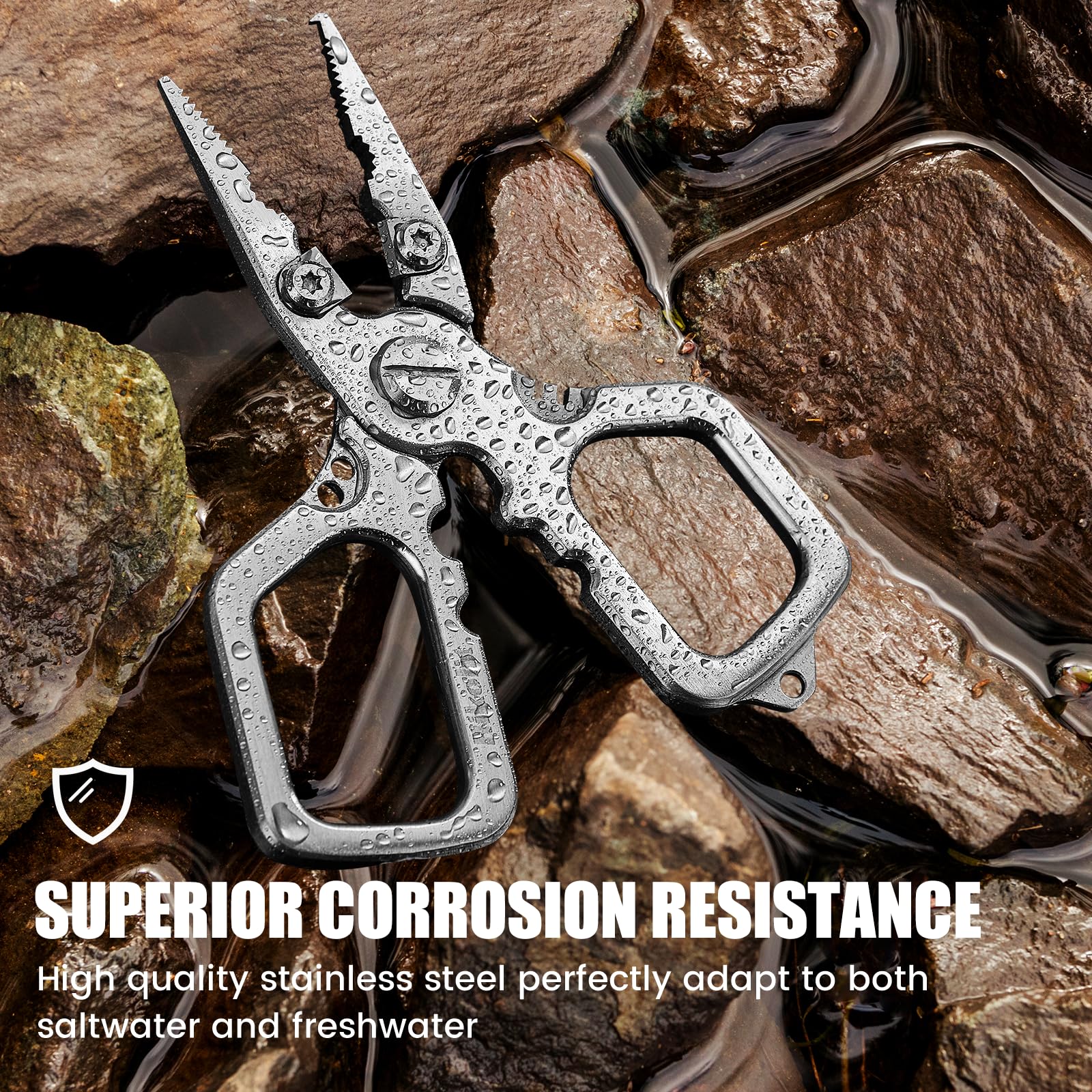 Pliers cutting braided fishing line