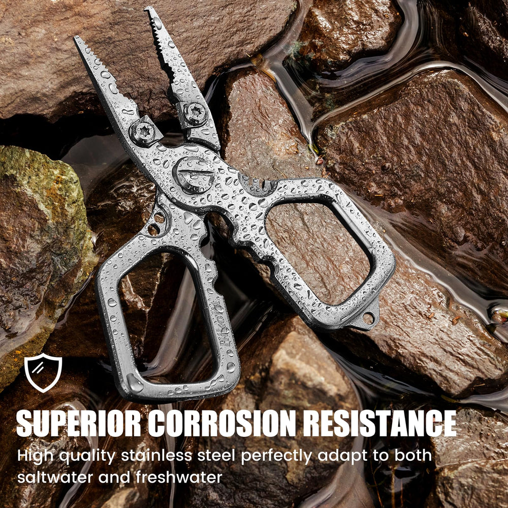 Pliers cutting braided fishing line
