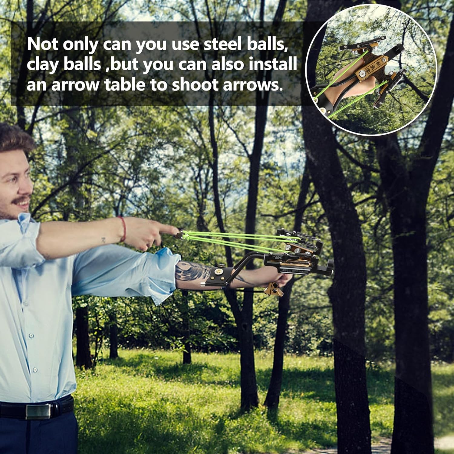 Hikoun slingshot left-right-levers ensure secure band tension quickly and easily.