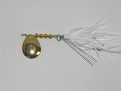 Hildebrandt Snagless Sally 3/8 oz white lure: front view for bass and pike.