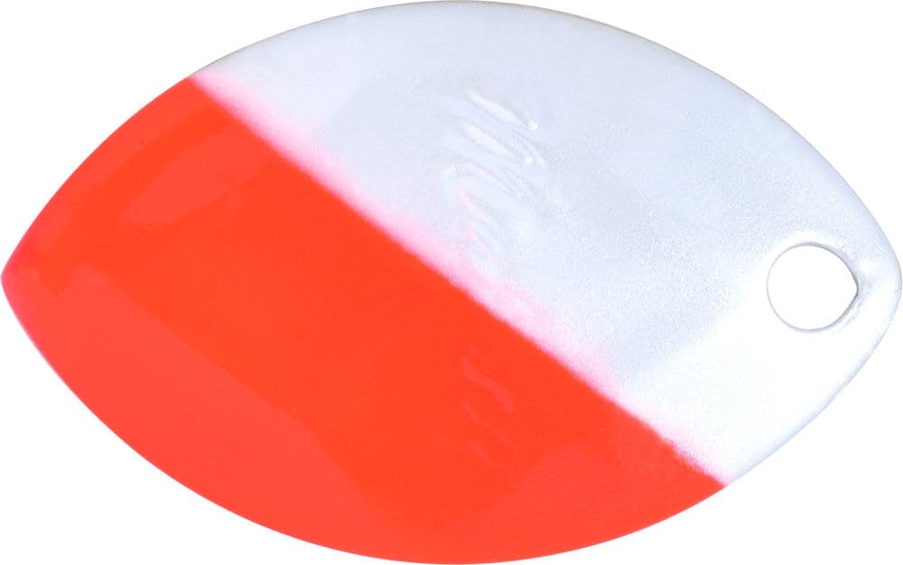 Hildebrandt Yakima Bait Mulkey’s Mini Guide Flash Spinner Blade 3.5 in white red boosts attraction