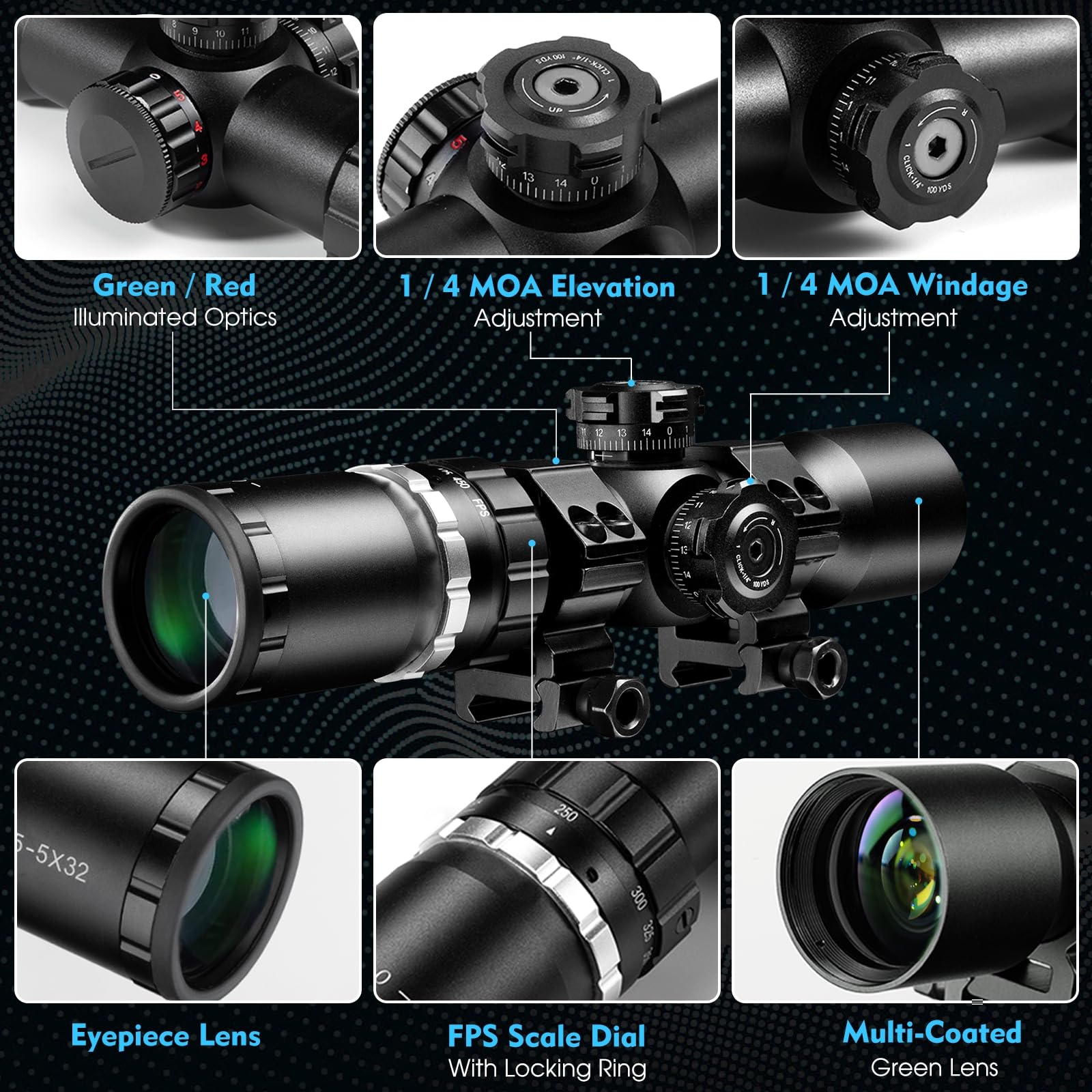 HILIYOT crossbow scope green coated lenses boost light transmission