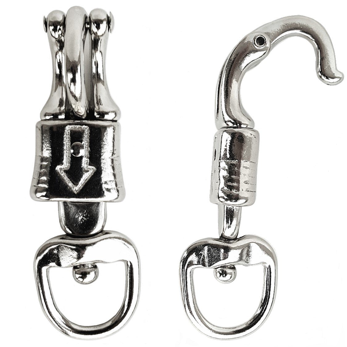 Hill Leather nickel panic snap with round swivel for quick, secure lead rope connections.