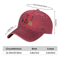Hillback cap side pattern shows ukulele motif with versatile unisex wear