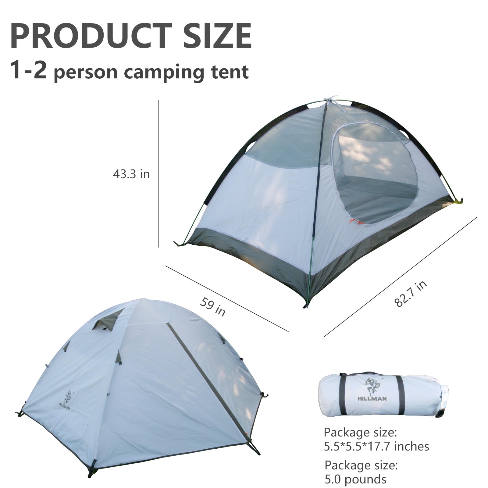 Hillman tent aluminum poles provide a durable lightweight frame for windy trips.