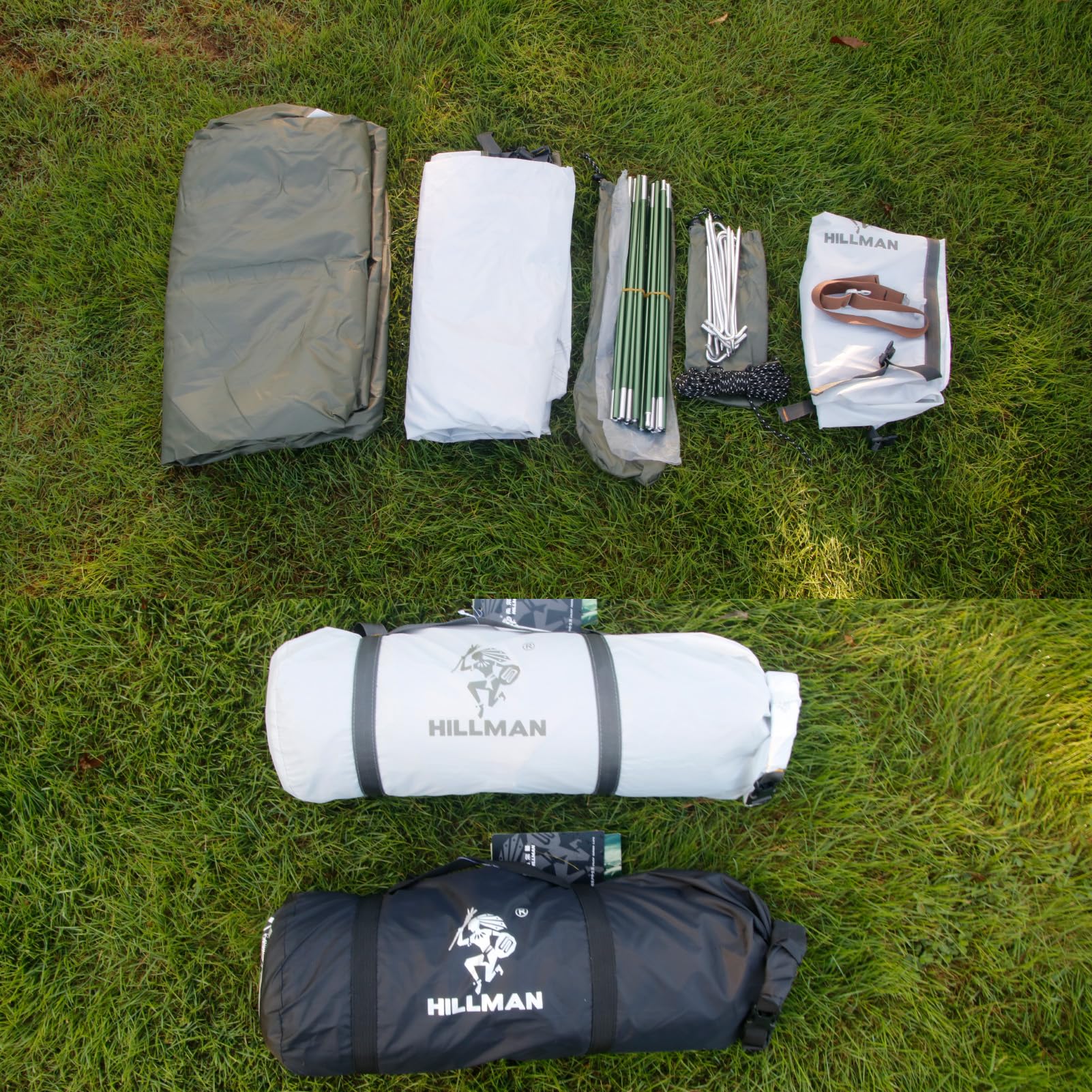 Hillman tent carry bag and setup ease quick assembly.