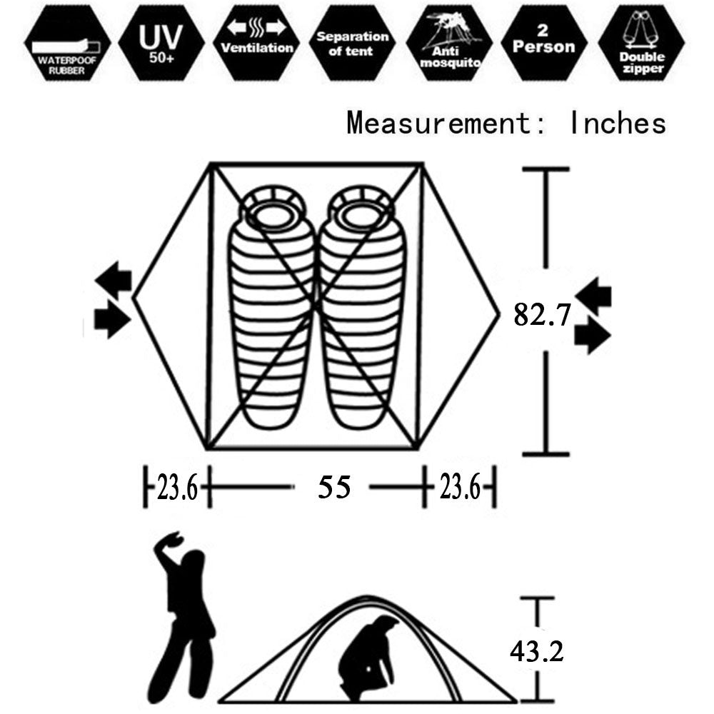 Hillman tent two-doors vestibules provide easy access and gear storage