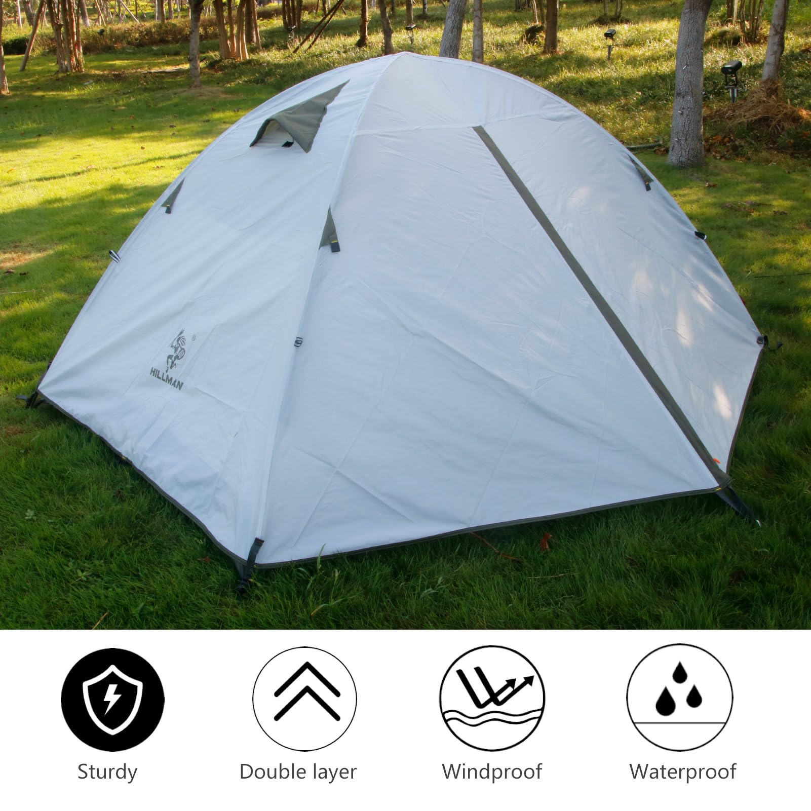 Hillman tent waterproof coating and rainfly keep gear dry on wet camps.