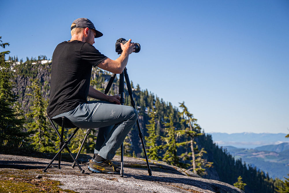 Hillsound BTR Stool in use on a trail as portable seating