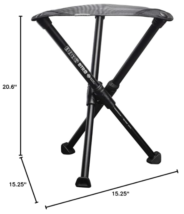 Hillsound BTR stool legs closeup showing aerospace-grade aluminum construction.