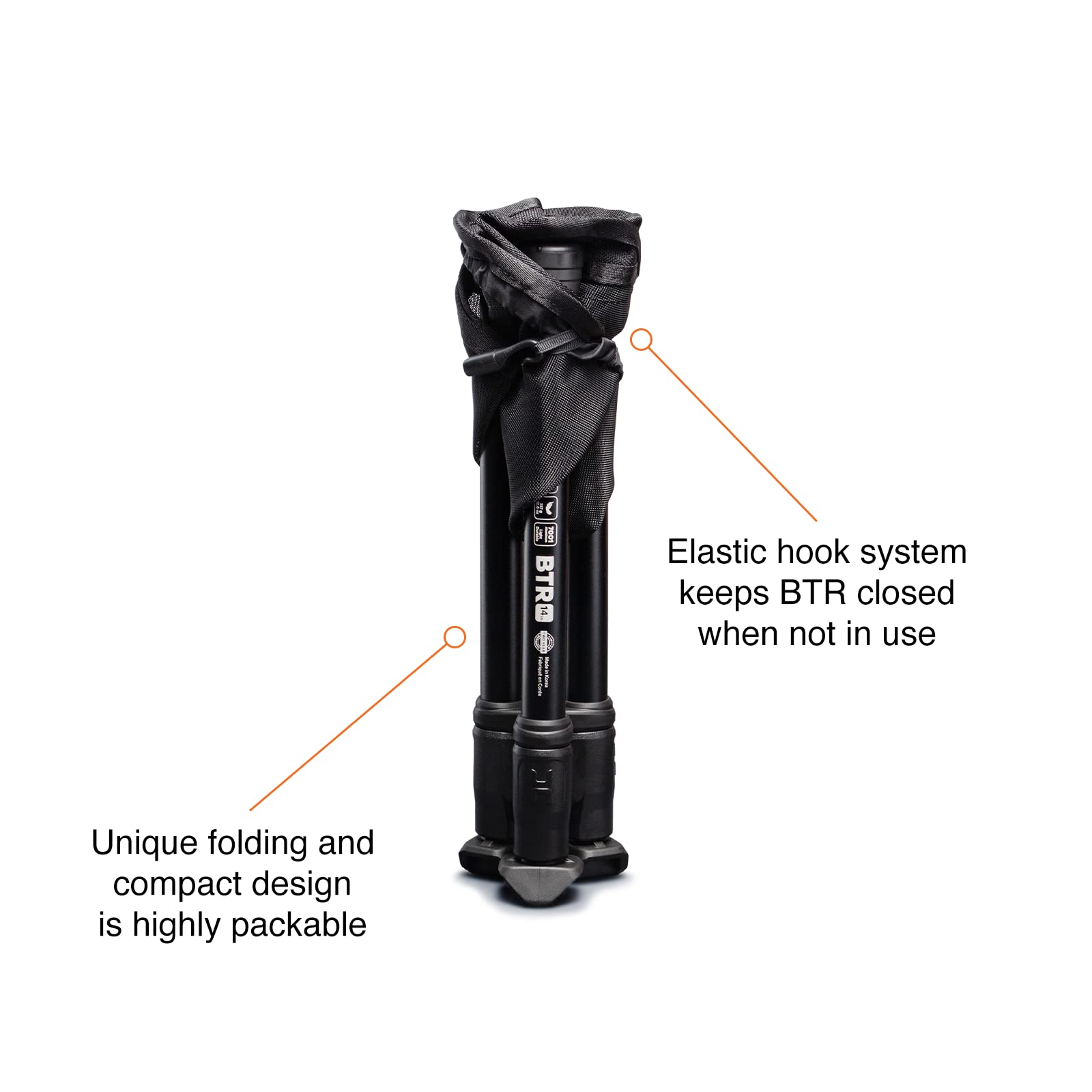 Hillsound BTR Stool packed into a side pocket of a bag