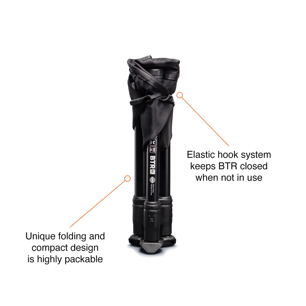 Hillsound BTR Stool packed into a side pocket of a bag