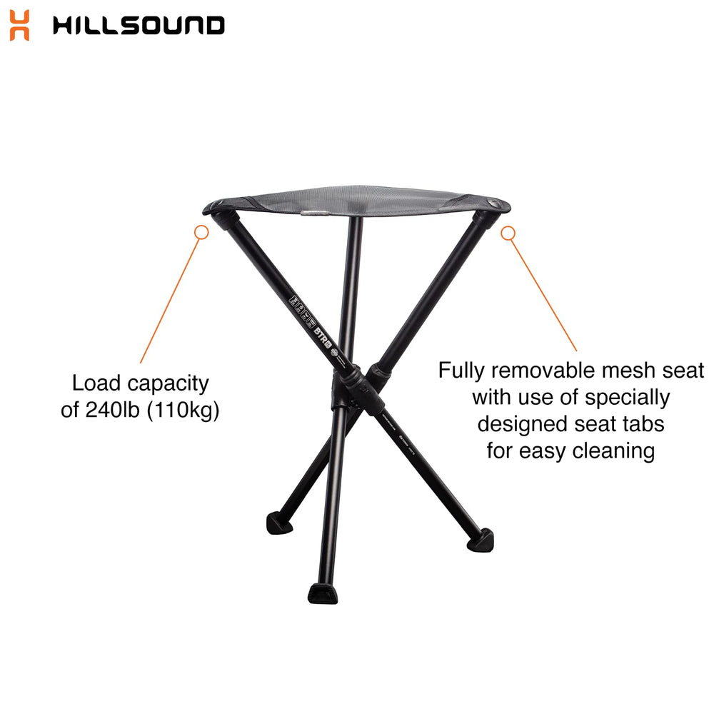 Hillsound BTR Stool side profile showing durable tripod design