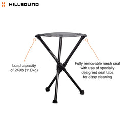 Hillsound BTR Stool side profile showing durable tripod design