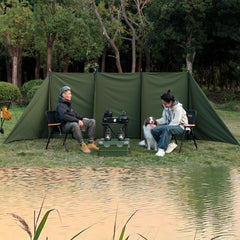 Himalaya camping windbreaks steel tube assembly highlights lightweight, stable frame for long outdoor sessions.