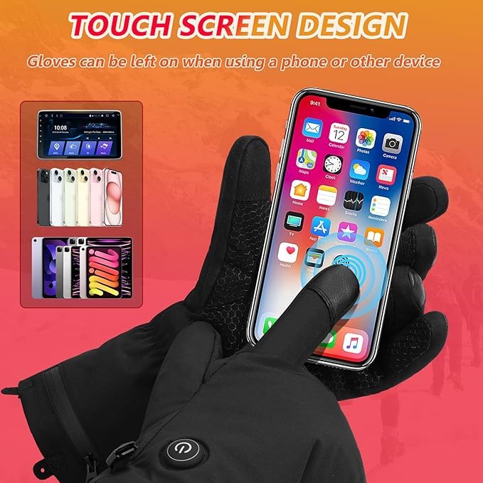 Hinsole heated gloves leather palms and curved fingers for grip