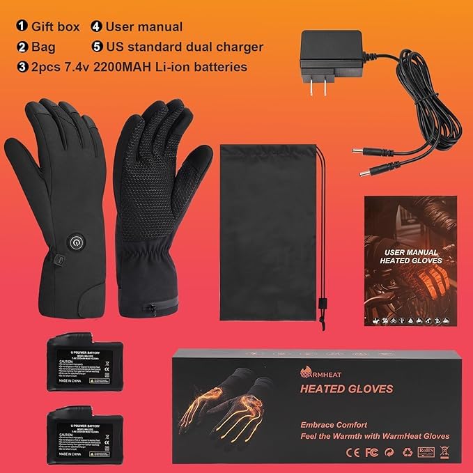 Hinsole heated gloves weatherproof and touchscreen friendly in snow