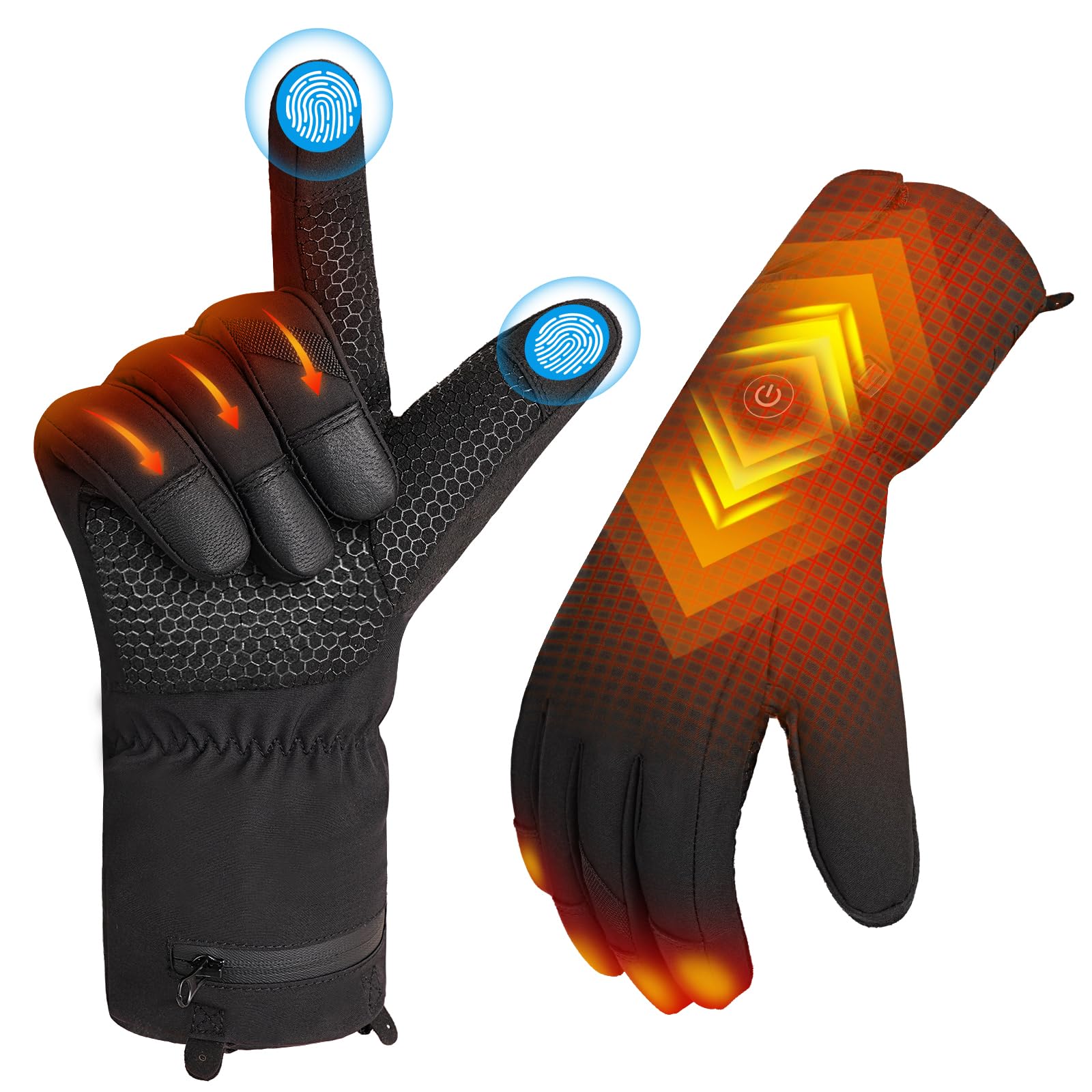 Hinsole heated gloves show full warmth quickly for outdoor activities like work or skiing