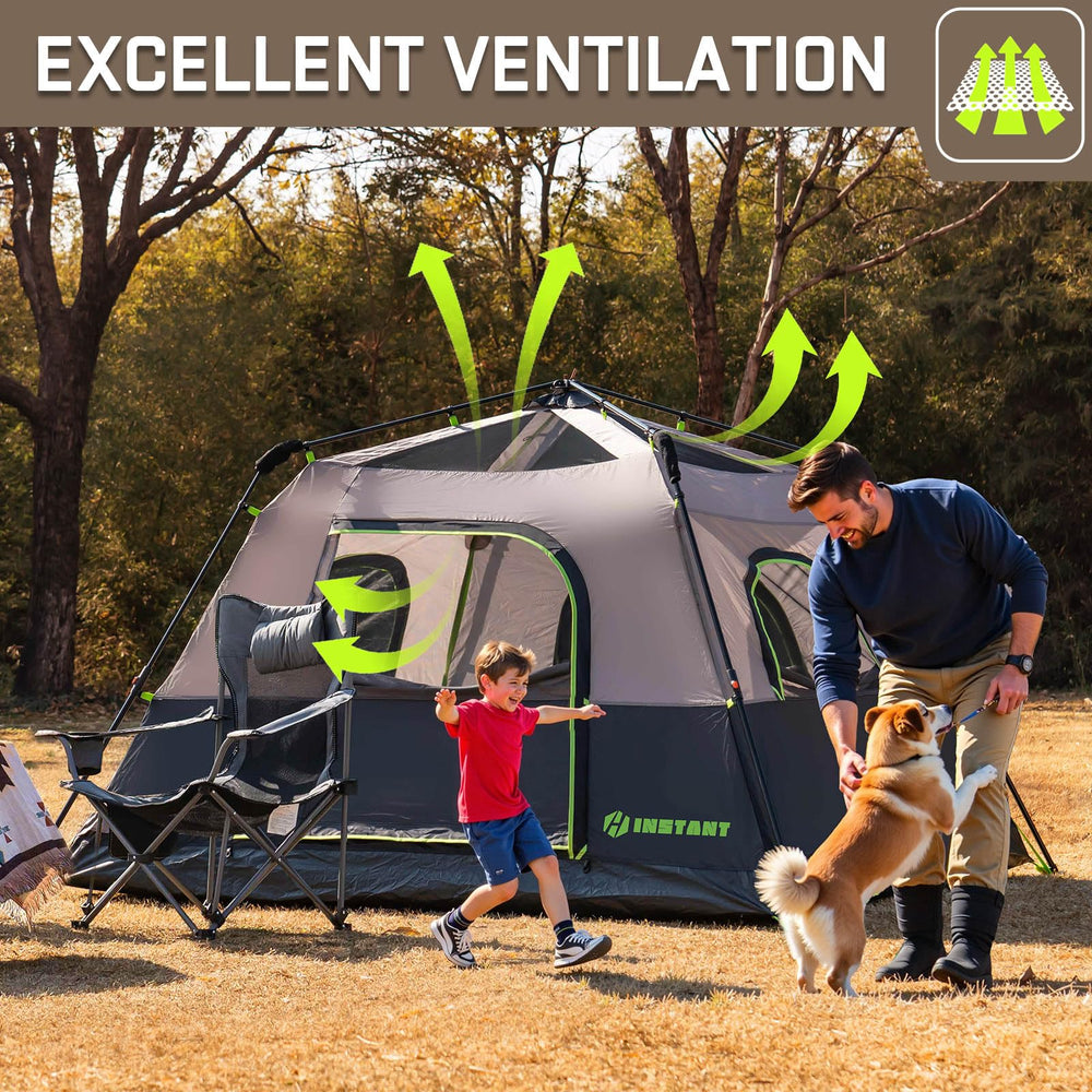HINSTANT electrical port allows use of fans or adapters outdoors