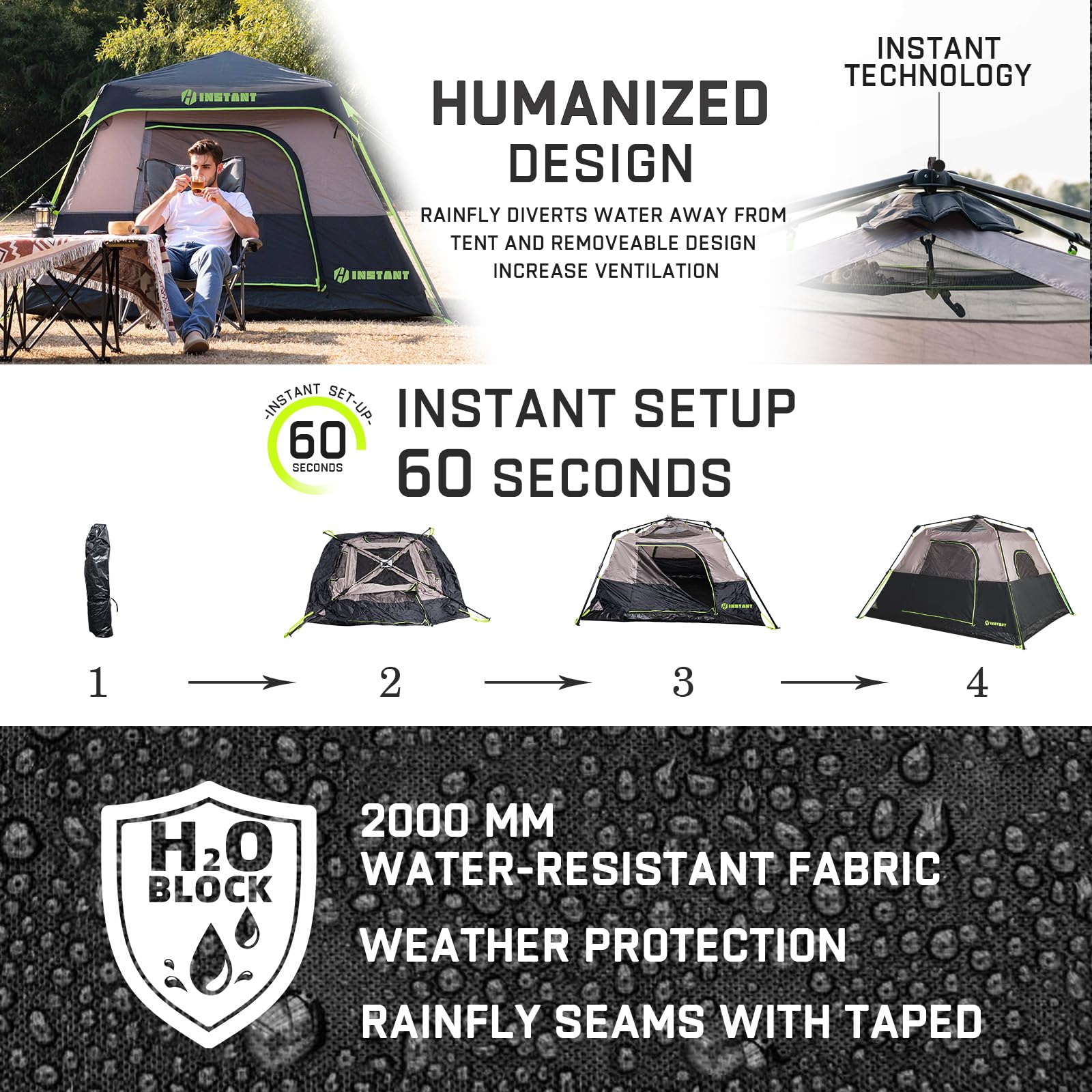 HINSTANT tent waterproof fabric protects against rain and damp