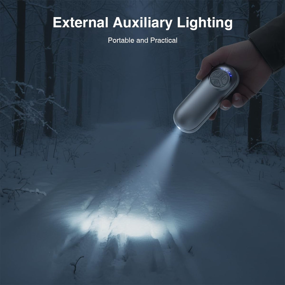 Hiolpen hand warmer LED flashlight mode supports outdoor illumination and safety.