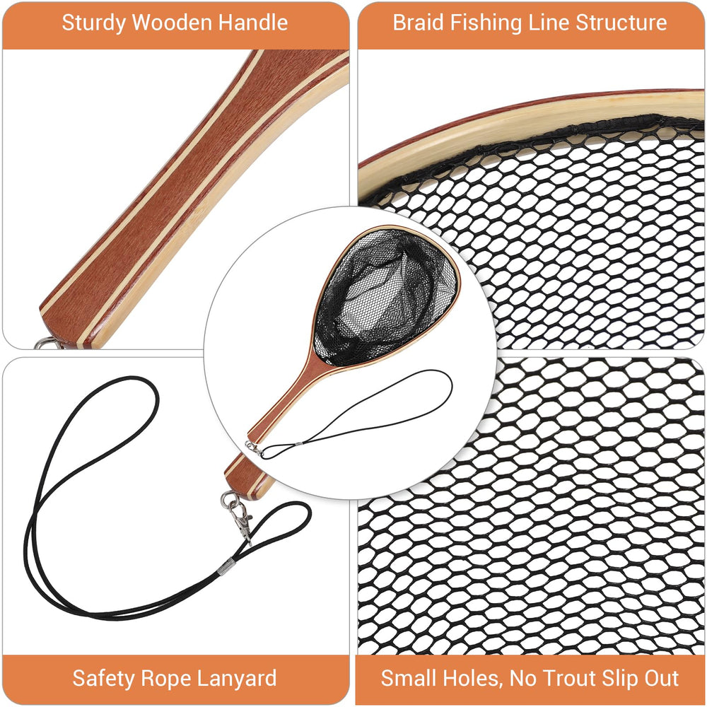 Hipicute Trout Net wooden frame combines durability with rustic style