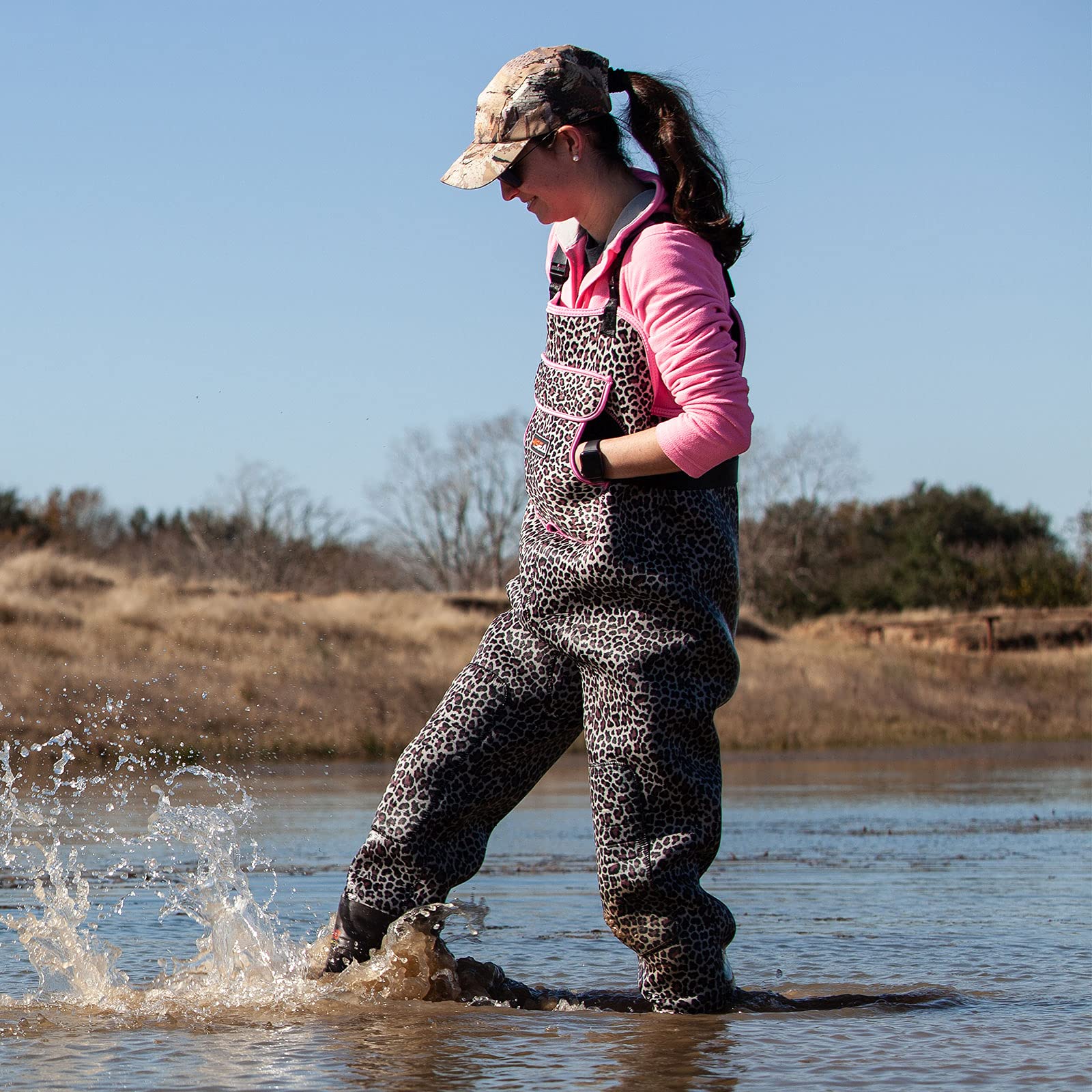 HISEA leopard-print chest waders show field-ready style with reliable waterproof performance