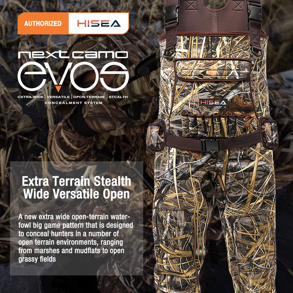 HISEA waders front shell pocket shows convenient ammo organization in the field.