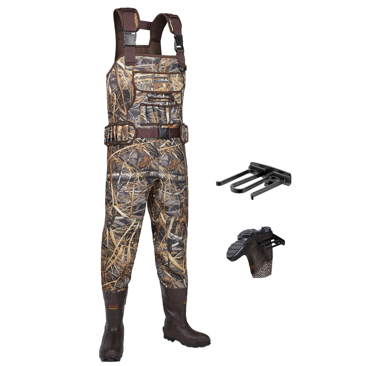 HISEA hunting waders full bootfoot setup keeps feet dry and protected in wet terrain.