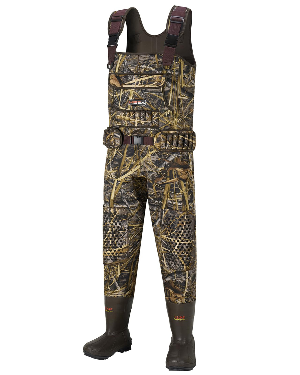 HISEA hunting waders bootfoot insulated boots keep feet warm during cold water hunts.