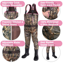 HISEA Kids Chest Waders adjustable straps secure growing children during fishing.