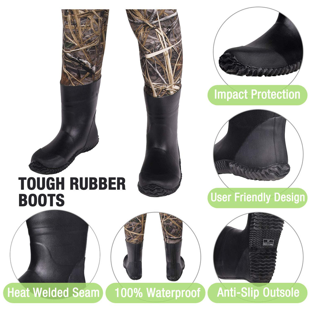 HISEA kids chest waders chest hand-warmer pocket keeps small essentials within reach.