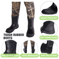 HISEA Kids Chest Waders non-slip-boots provide stable traction on muddy trails.