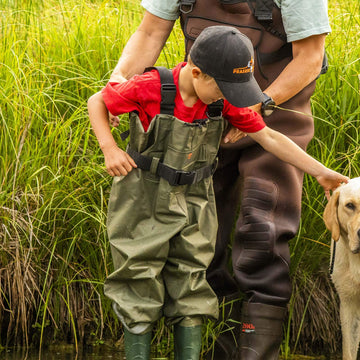 HISEA Kids Chest Waders reflective safety bands help visibility in low light.